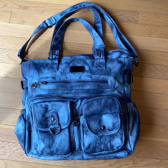 Handbags - NEW Angel & Kiss Faux Leather Denim Satchel